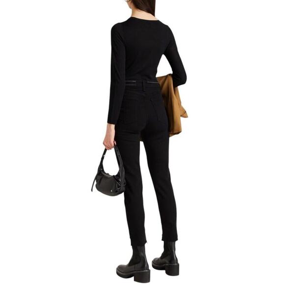 Rag & Bone Nina High-Rise Slim Cigarette Jeans Black Frayed Hem 24W NWT - Picture 13 of 13